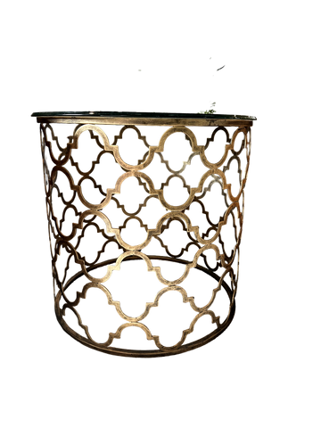 D100 end table gold and glass