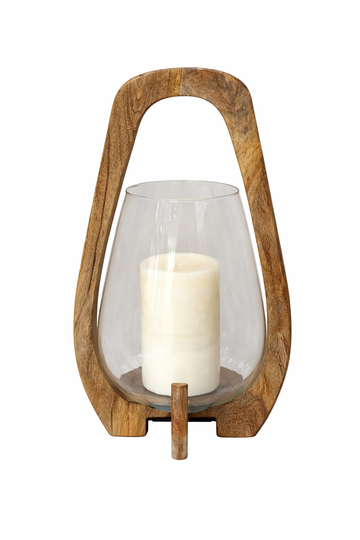 T117 Wood/Glass Candle Holder