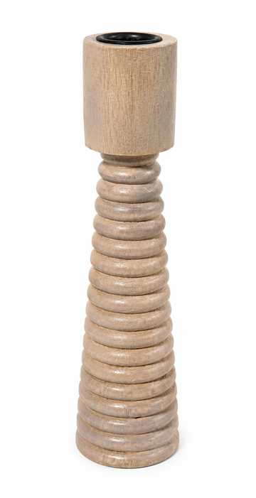 H146 Grey/Wood Candlestick Small