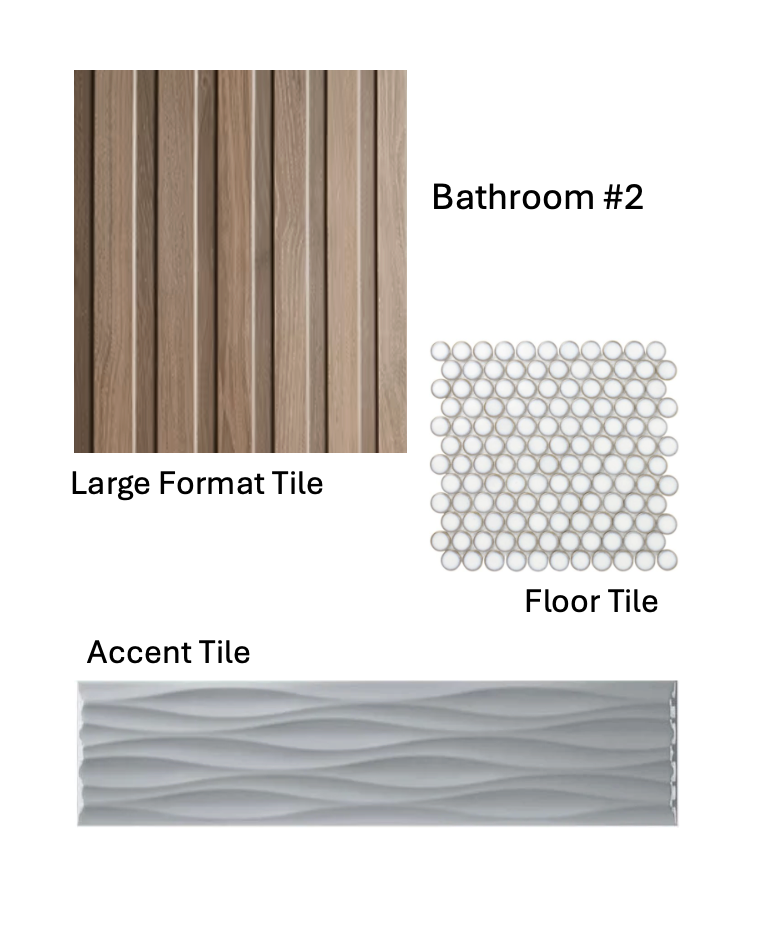 H143 Bathroom #2 Accent, Large, and Floor tile, schluter, and grout