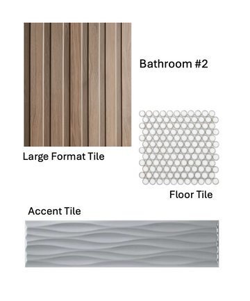 H143 Bathroom #2 Accent, Large, and Floor tile, schluter, and grout