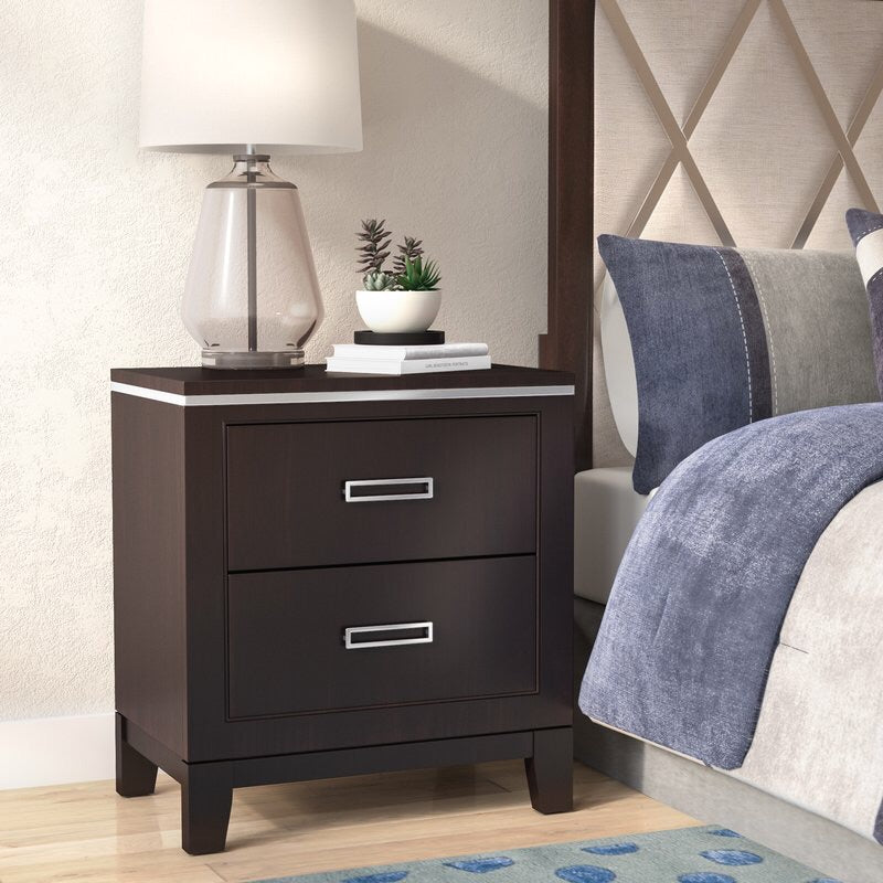 Contemporary 2 drawer nightstand